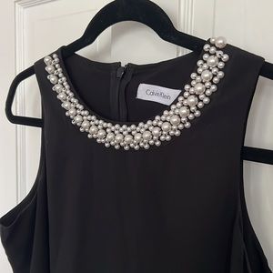 Calvin Klein Pearl embellished Satin top